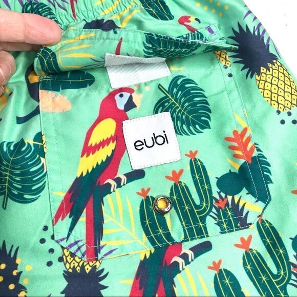 EUBI SWIM TRUNKS TROPICAL BIRD PRINT - Picture 6 of 12
